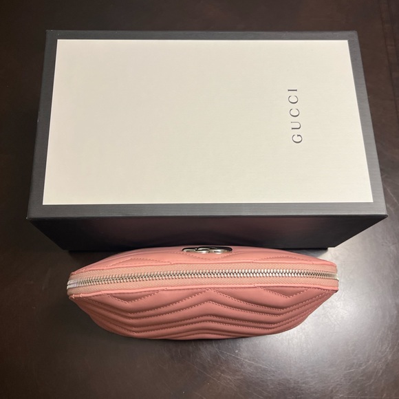 New Gucci Marmont GG Logo Pink Pouch Clutch Bag - Picture 6 of 9